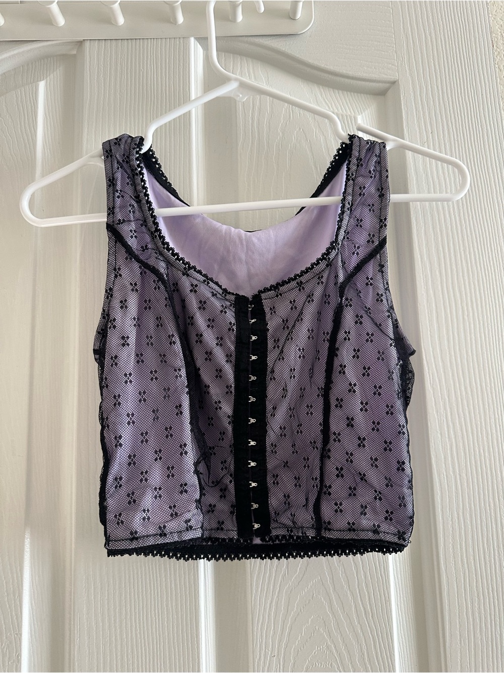 Lavender Lace Overlay Cropped Tank Top